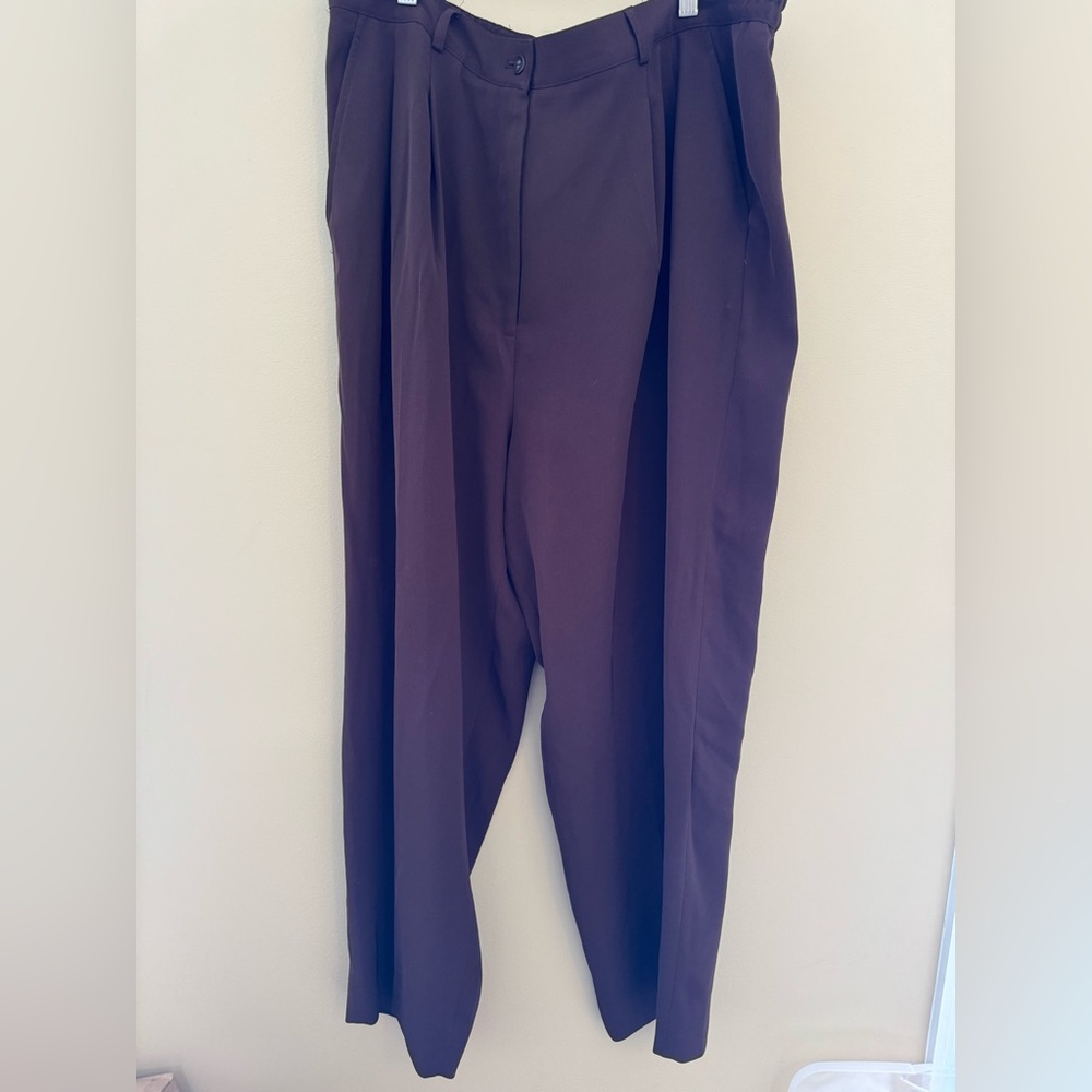 Jennifer Moore Deep Plum Pleated Wide-Leg Trousers